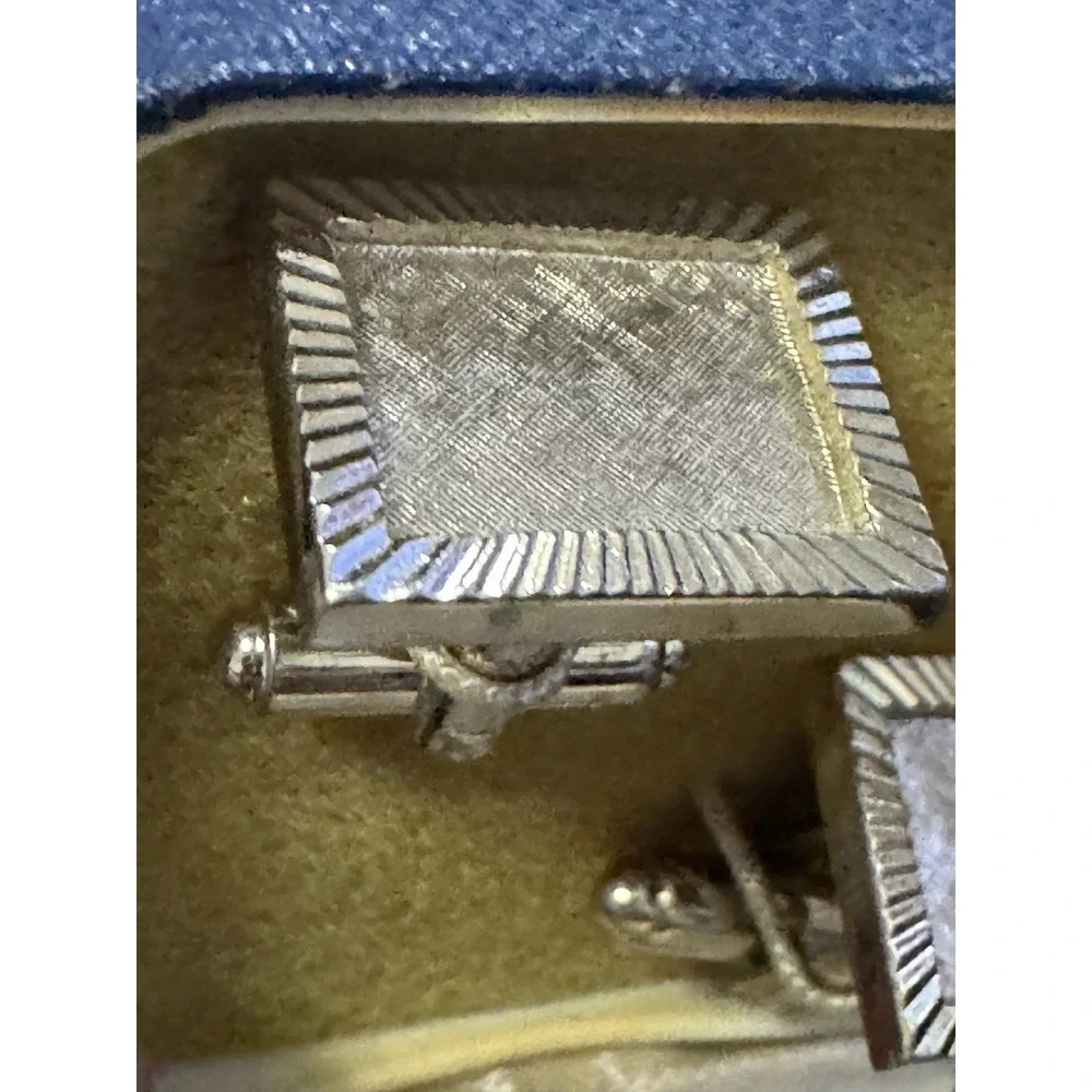Dante Cufflinks Textured Gold Tone‎ Diagonal Rectangles Wedgwood